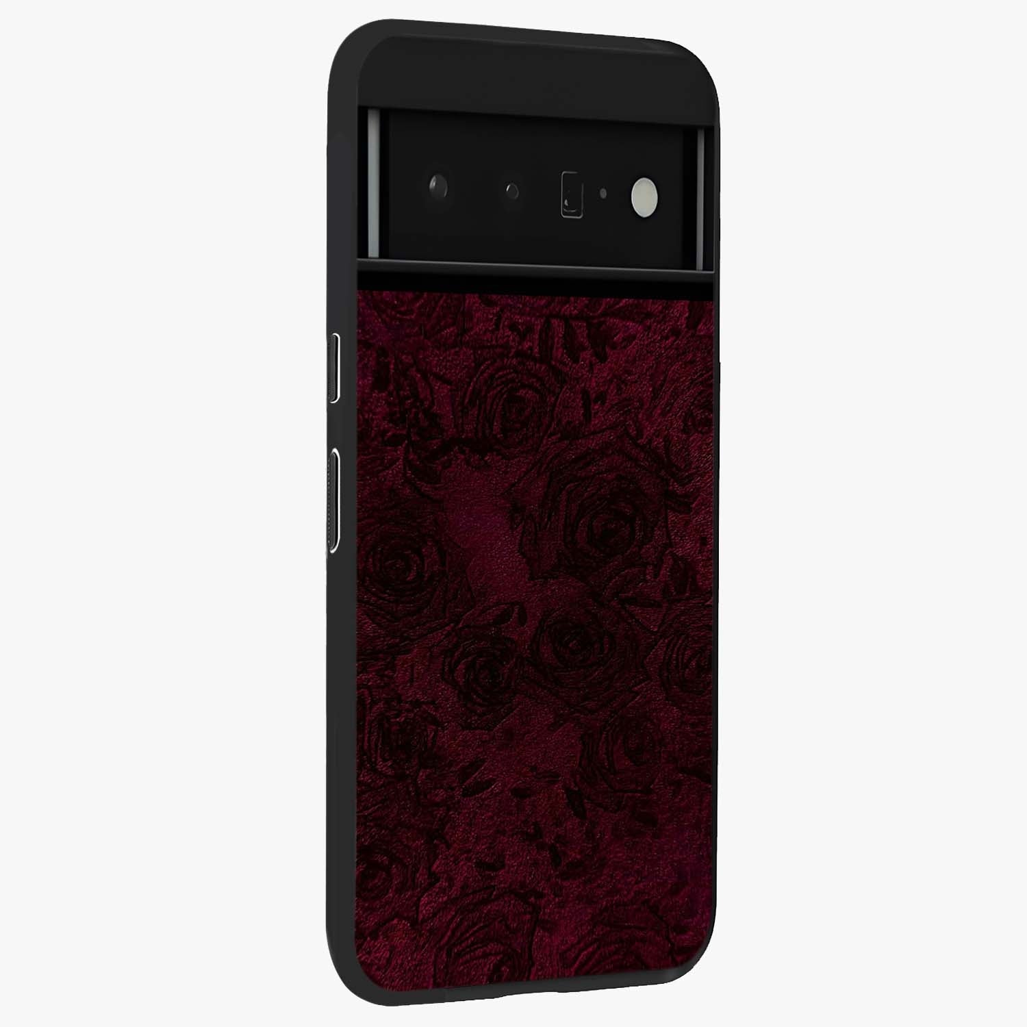 Crimson Fade Flow Glass Case upright view showcasing dynamic crimson flow artwork with stylish abstract theme.