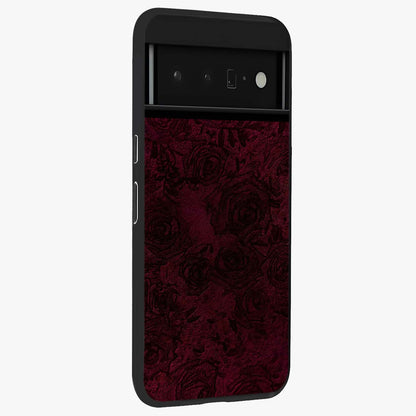 Crimson Fade Flow Glass Case upright view showcasing dynamic crimson flow artwork with stylish abstract theme.