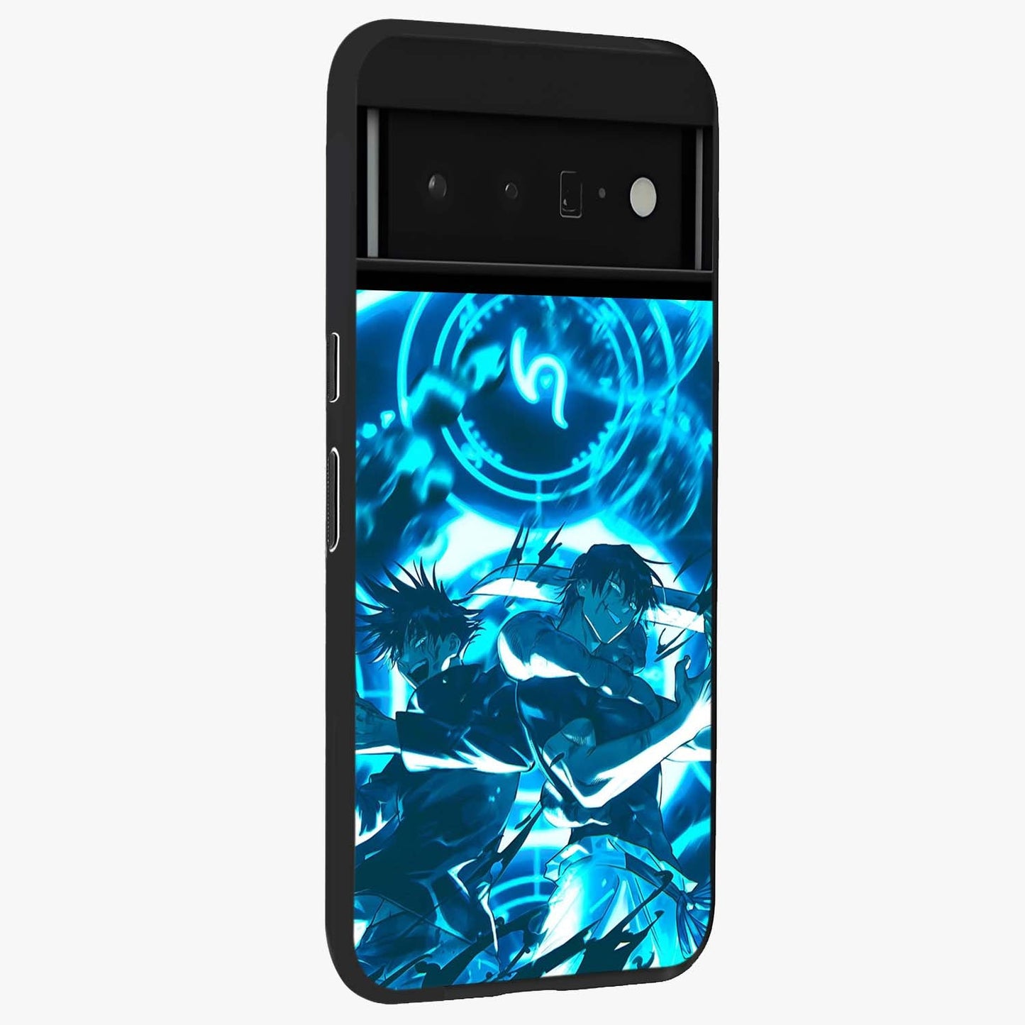 Cursed Energy Clash Glass Case upright view showcasing dramatic clash artwork with bold supernatural theme.
