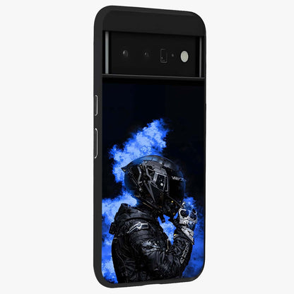 Cyber Sentinel Protocol Glass Case upright view showcasing advanced cyber sentinel artwork with futuristic tech theme.