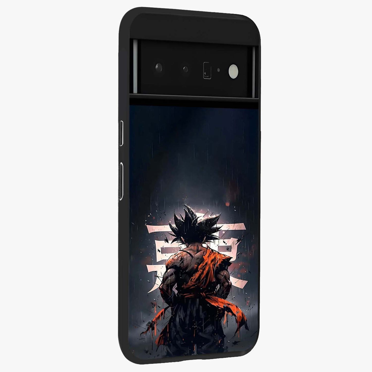 Dark Warrior In Rain Glass Case upright view showcasing powerful rainy battle scene with intense cinematic style.