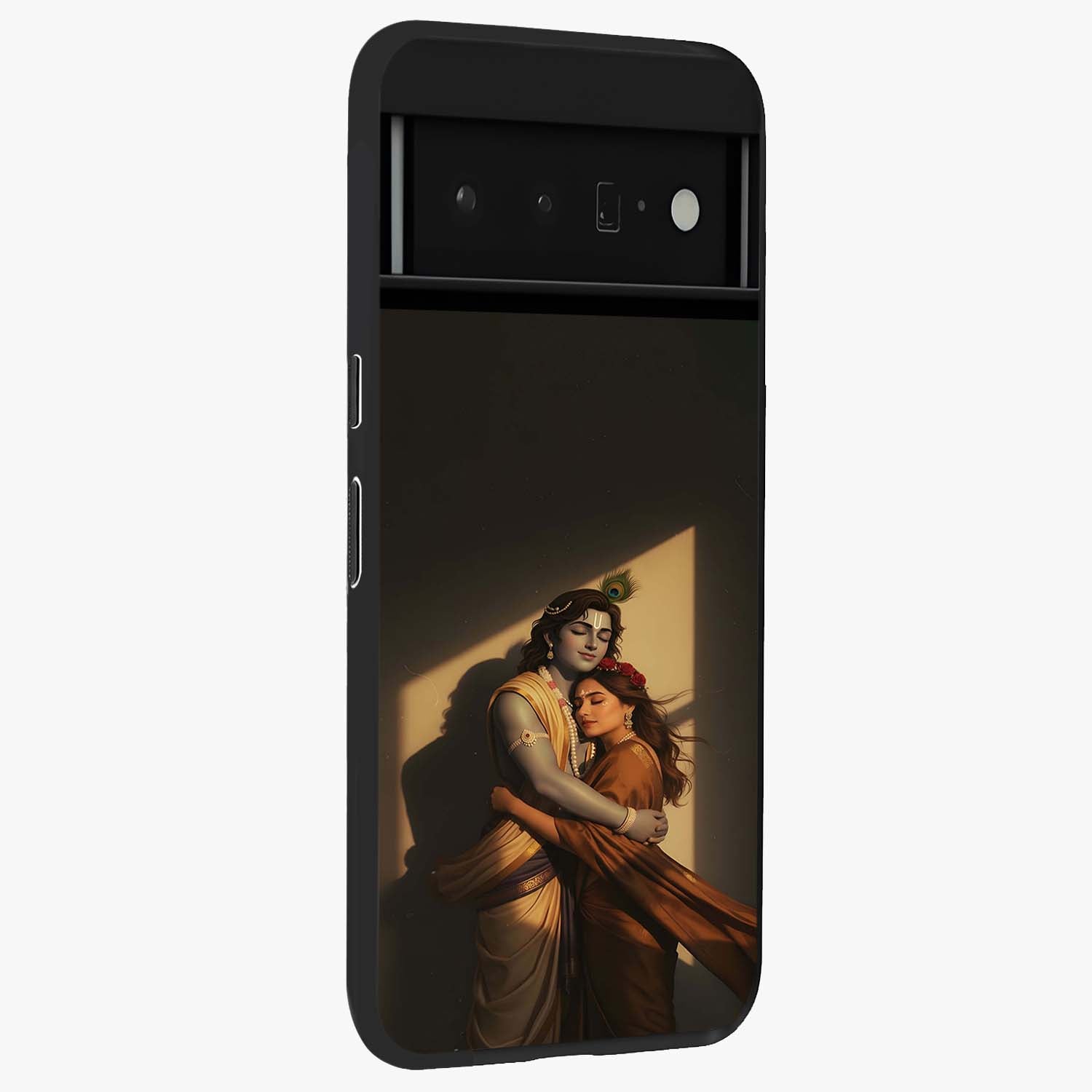 Divine Eternal Love Glass Case upright view showcasing graceful spiritual artwork with eternal love theme.