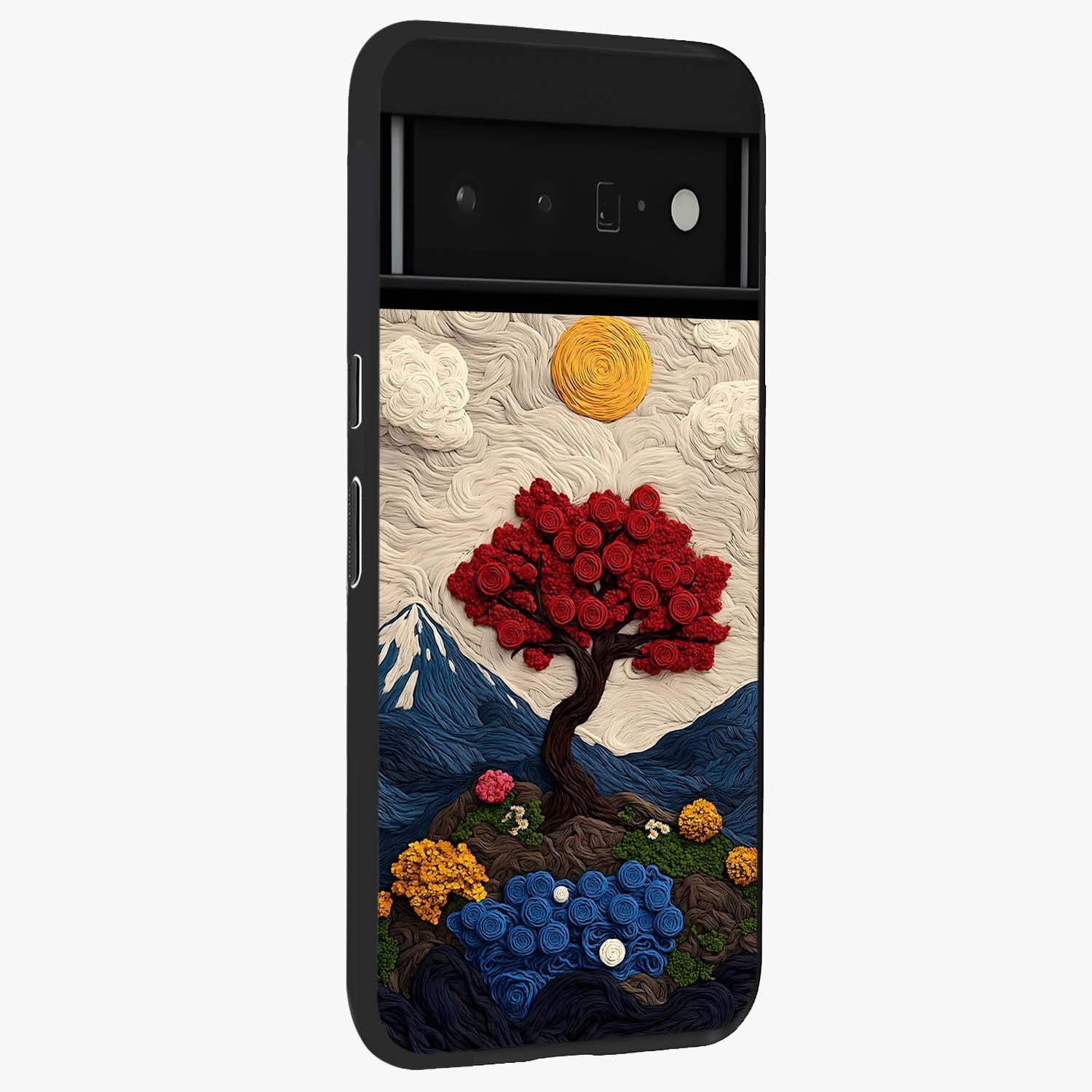 Eternal Nature Tapestry Glass Case upright view showcasing elegant nature tapestry design with decorative style.