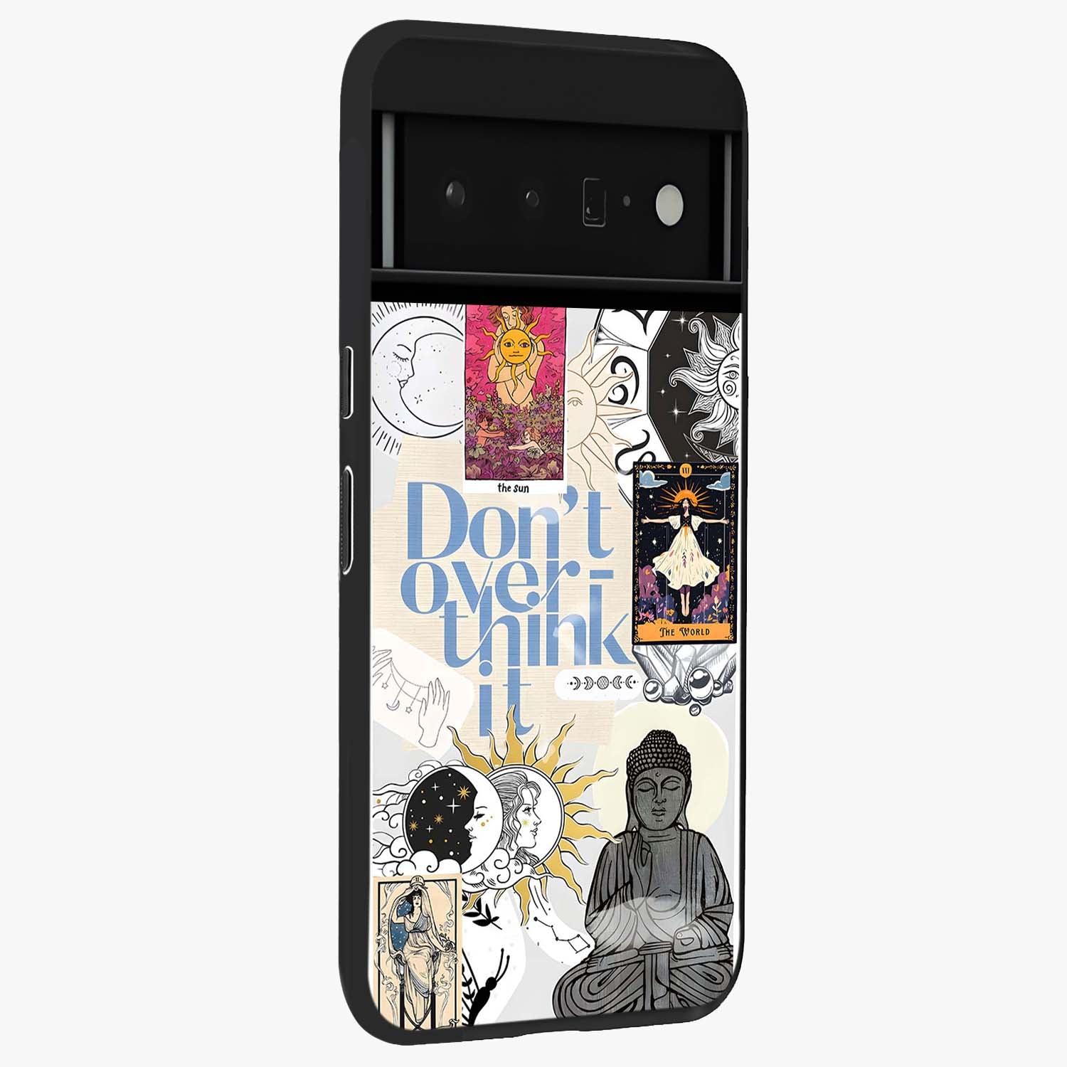 Ethereal Thoughts Glass Case upright view showcasing delicate artistic composition with peaceful dreamy theme.