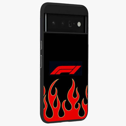 Fire F11 Glass Case upright view showcasing dynamic flame artwork with intense visual theme.