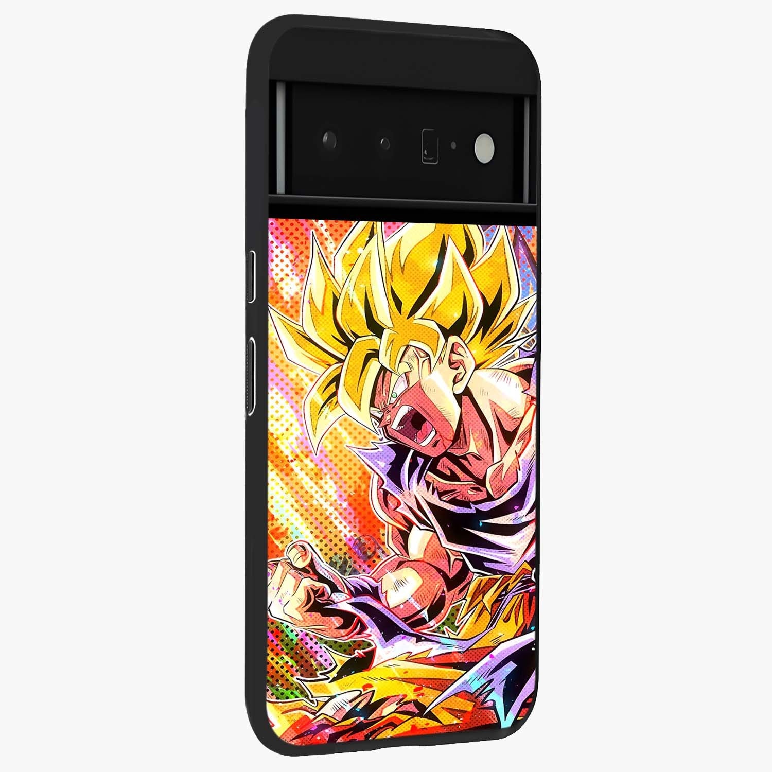 Firing Goku Glass Case upright view showcasing energetic anime artwork with bold warrior theme.