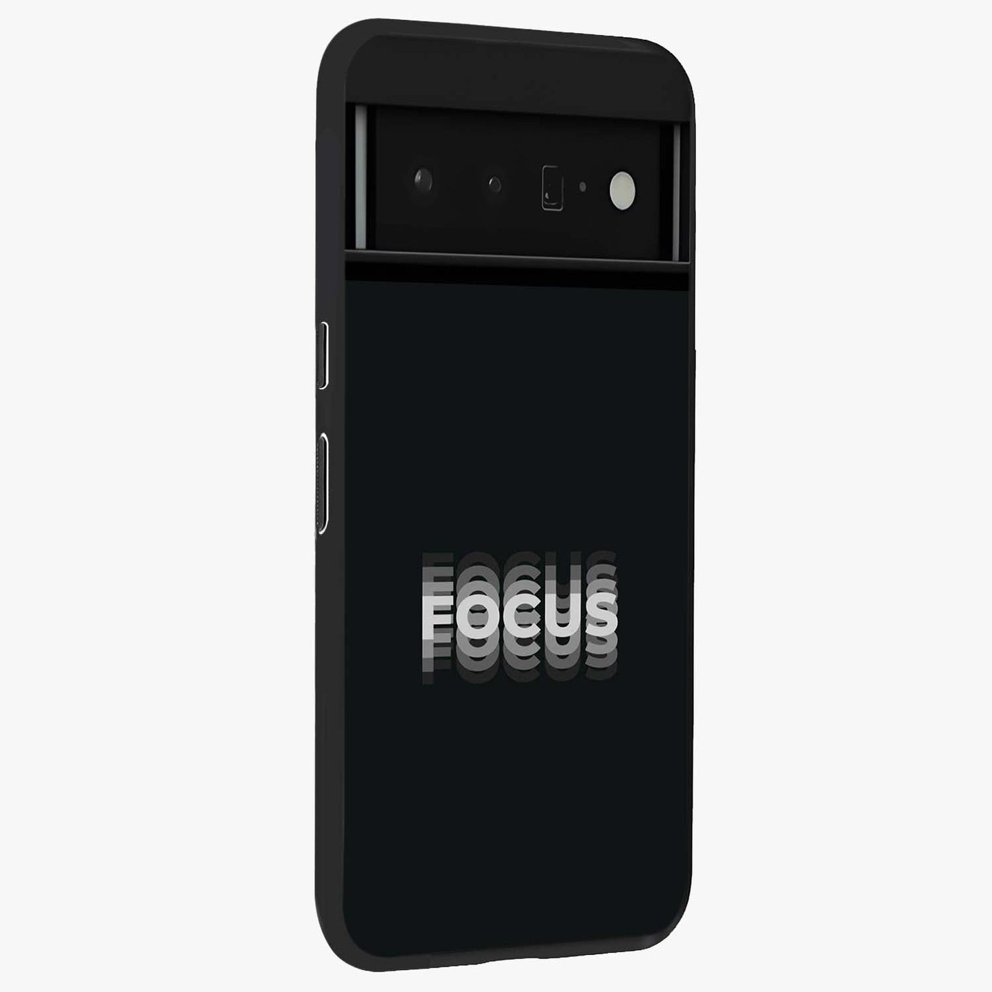 Focus Mode On Glass Case upright view showcasing strong typography statement with sleek motivational theme.