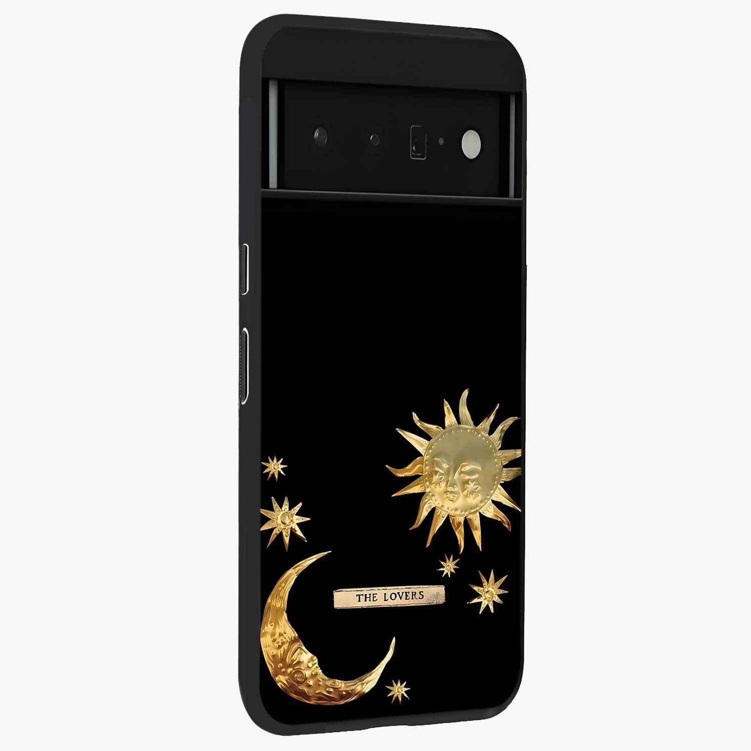Golden Sun Minimalism Glass Case upright view showcasing simple golden sun artwork with elegant minimalist style.