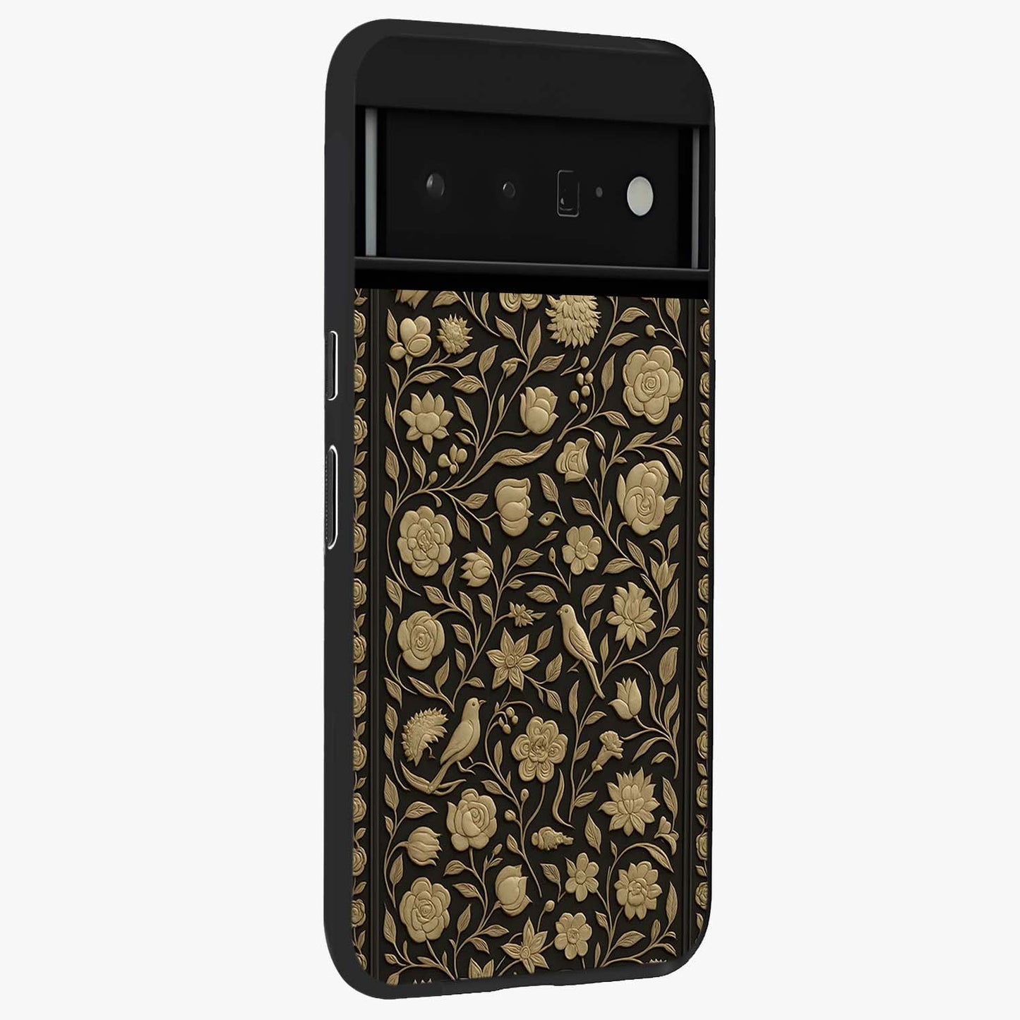 Golden Evil Eye Mandala Glass Case upright view showcasing decorative evil eye mandala artwork with spiritual aesthetic style.