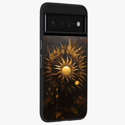 Golden Sun Majesty Glass Case upright view showcasing haunting graveyard artwork with dramatic dark theme.