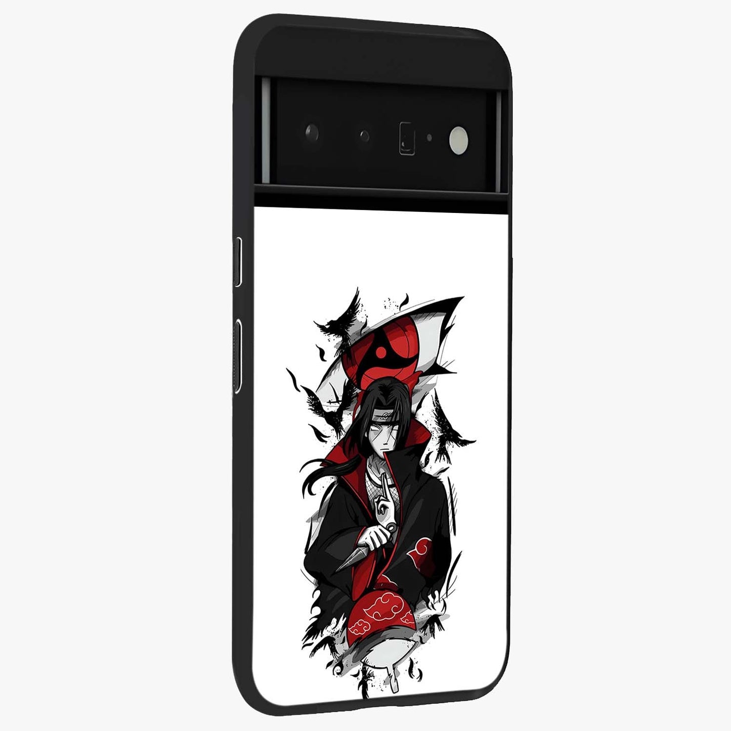 Itachi Limited Edition Naruto Anime Glass Case upright view showcasing intense anime artwork with powerful character theme.