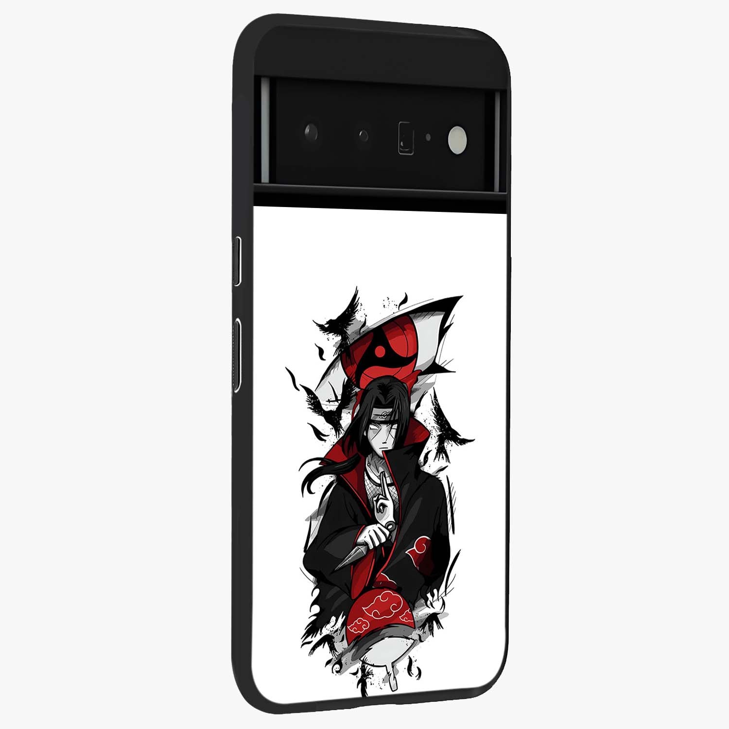 Itachi Limited Edition Naruto Anime Glass Case upright view showcasing intense anime artwork with powerful character theme.
