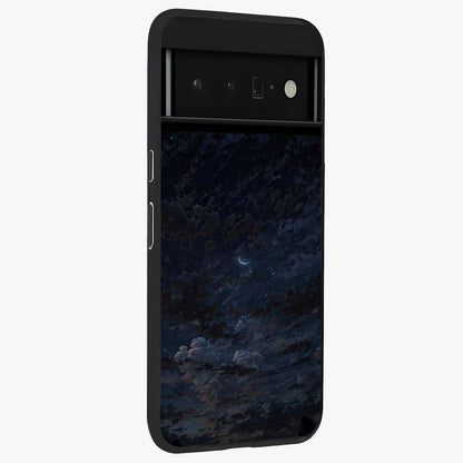 Lunar Veil Silence Glass Case upright view showcasing calm moon themed artwork with serene night atmosphere.
