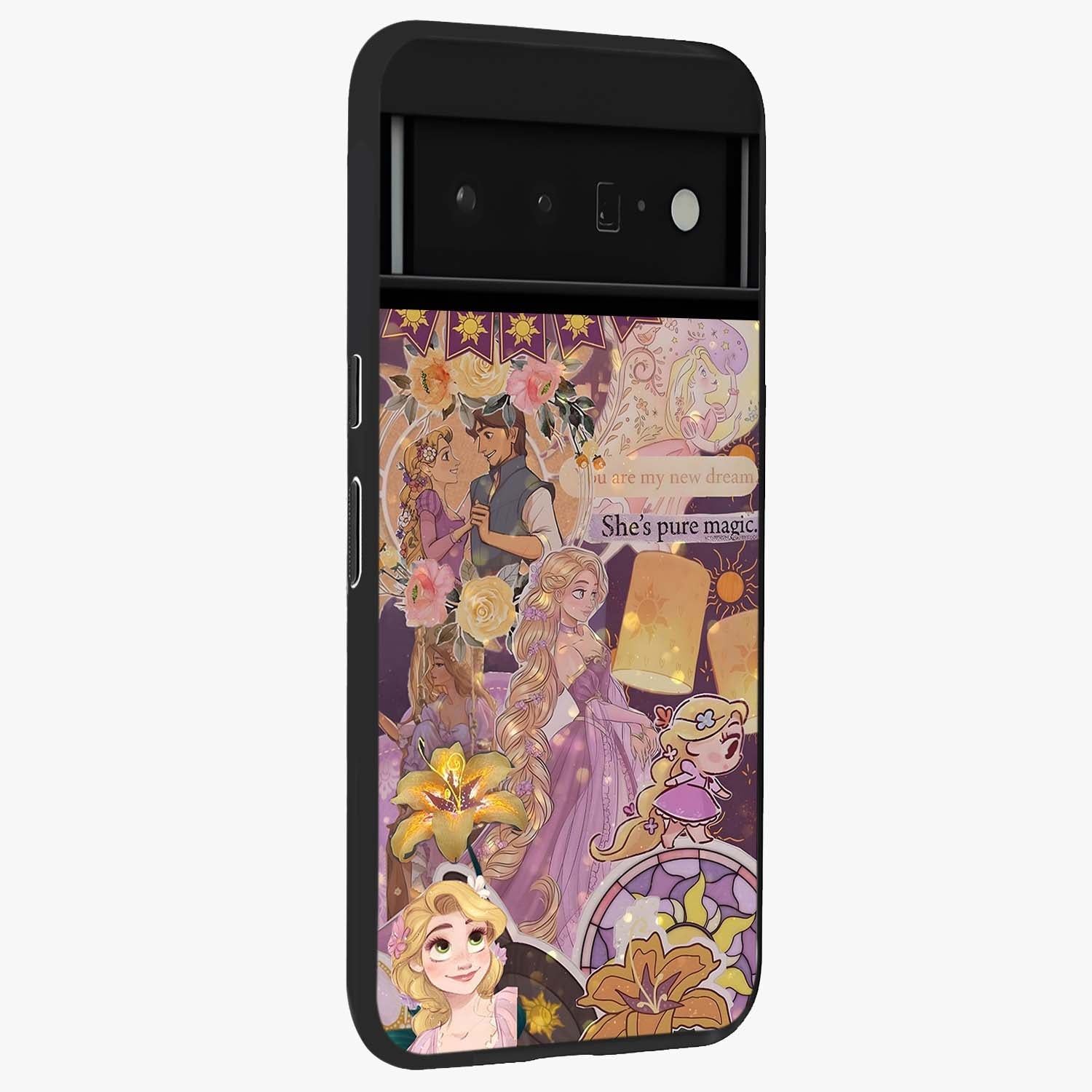 Magical Tangled Dream Glass Case upright view showcasing enchanting artistic artwork with dreamy fantasy theme.