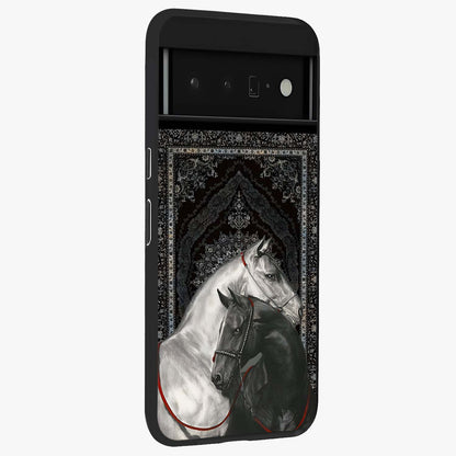 Majestic Ride Legacy Glass Case upright view showcasing dynamic ride inspired artwork with modern automotive theme.