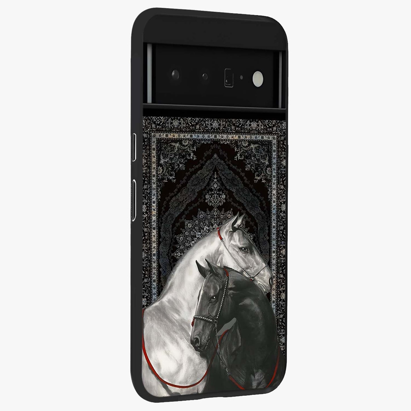 Majestic Ride Legacy Glass Case upright view showcasing dynamic ride inspired artwork with modern automotive theme.