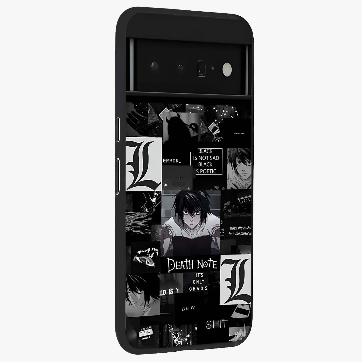 Midnight Chaos Mind Glass Case upright view showcasing expressive abstract artwork with bold dark theme.