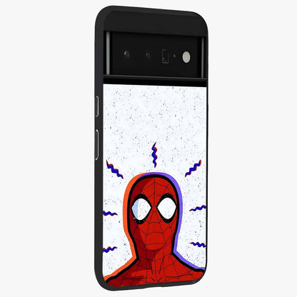Omg Spiderman Glass Case upright view showcasing energetic superhero artwork with vibrant comic theme.