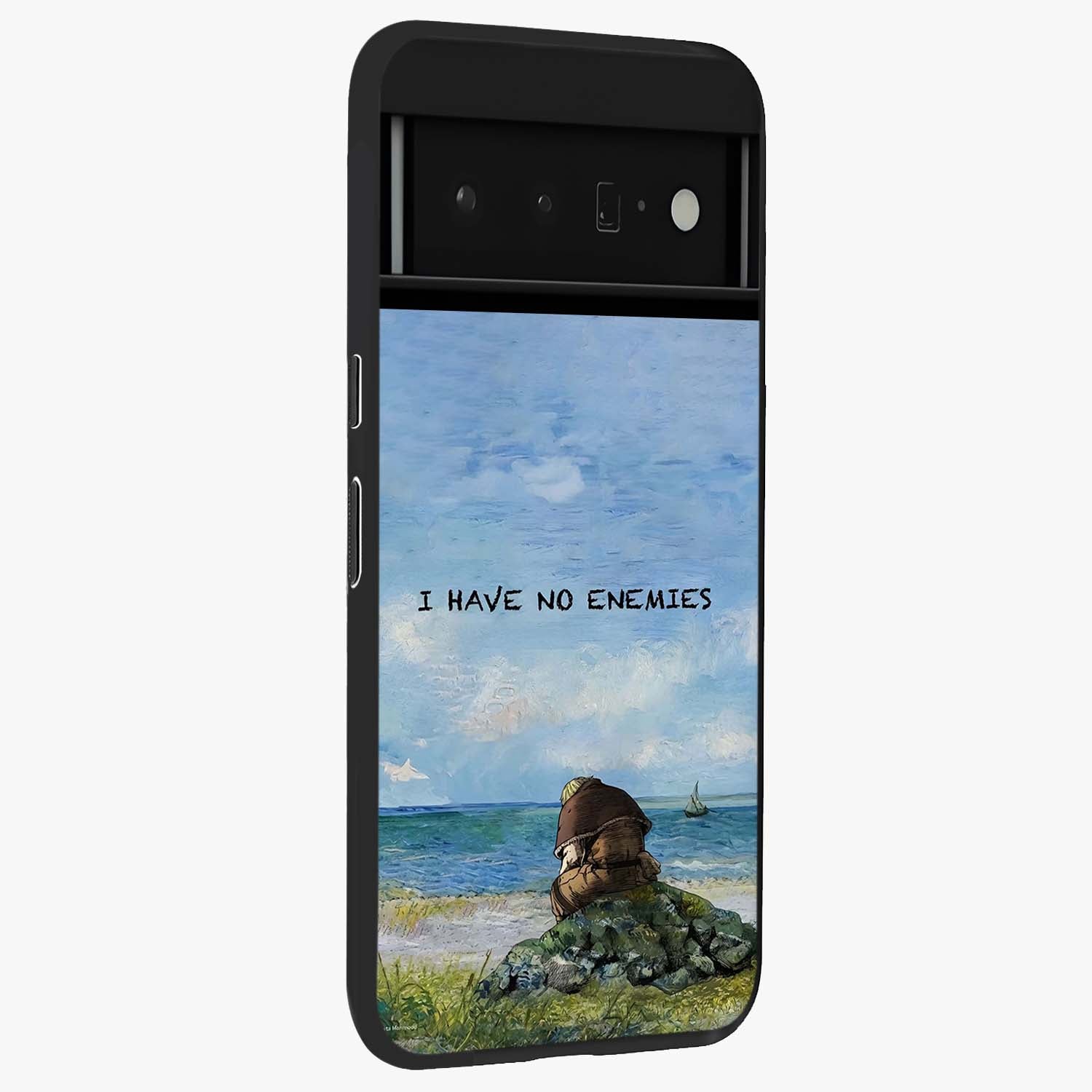 Peace Beyond War Glass Case upright view showcasing powerful peace symbol artwork with inspirational theme.