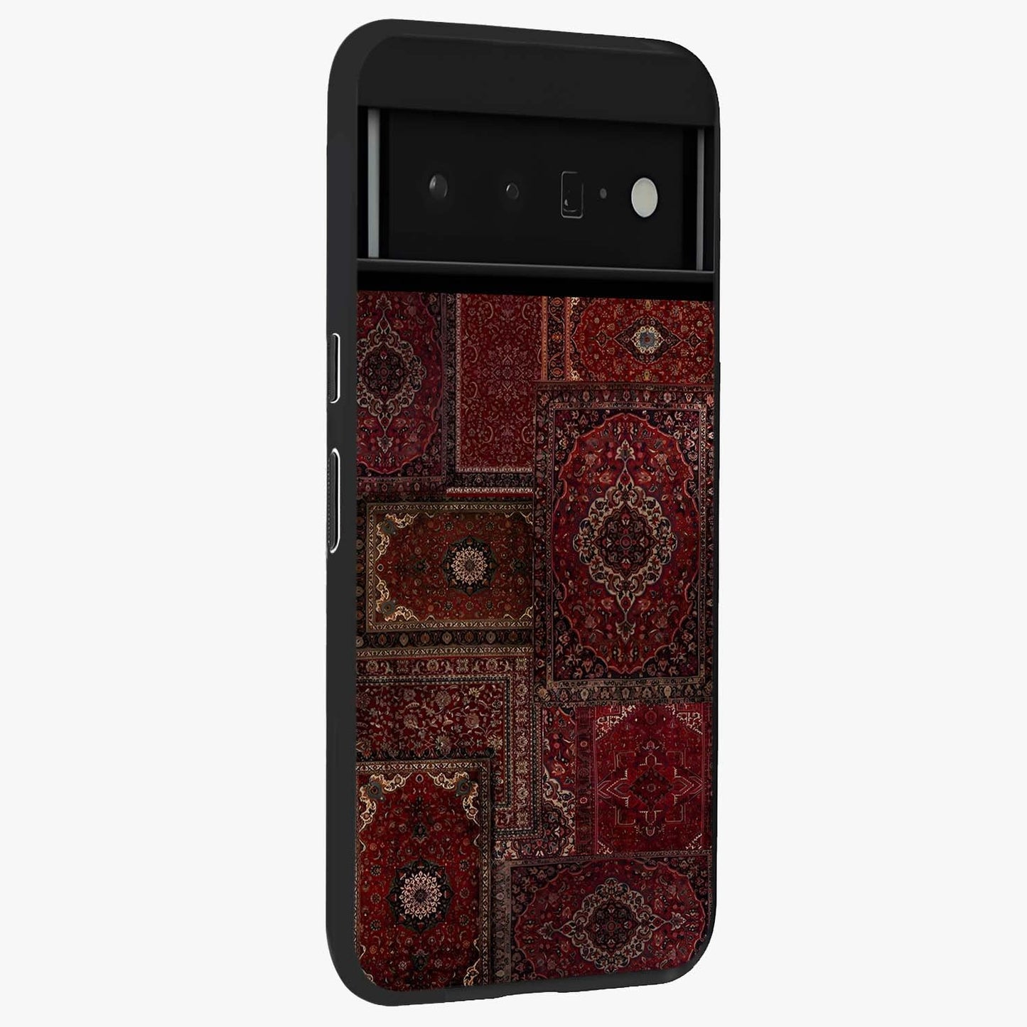 Persian Velvet Tale Glass Case upright view showcasing elegant Persian artwork with classic heritage theme.