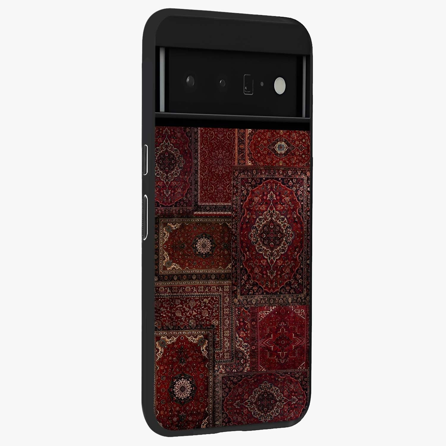 Persian Velvet Tale Glass Case upright view showcasing elegant Persian artwork with classic heritage theme.