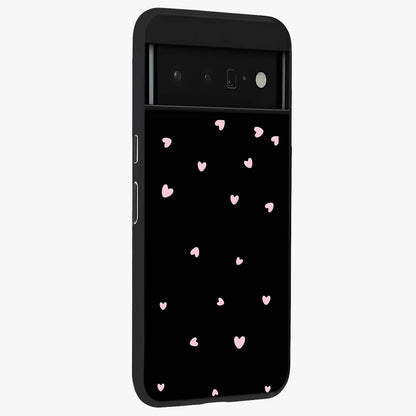Pink Love Drops Glass Case upright view showcasing charming heart drop artwork with romantic playful theme.