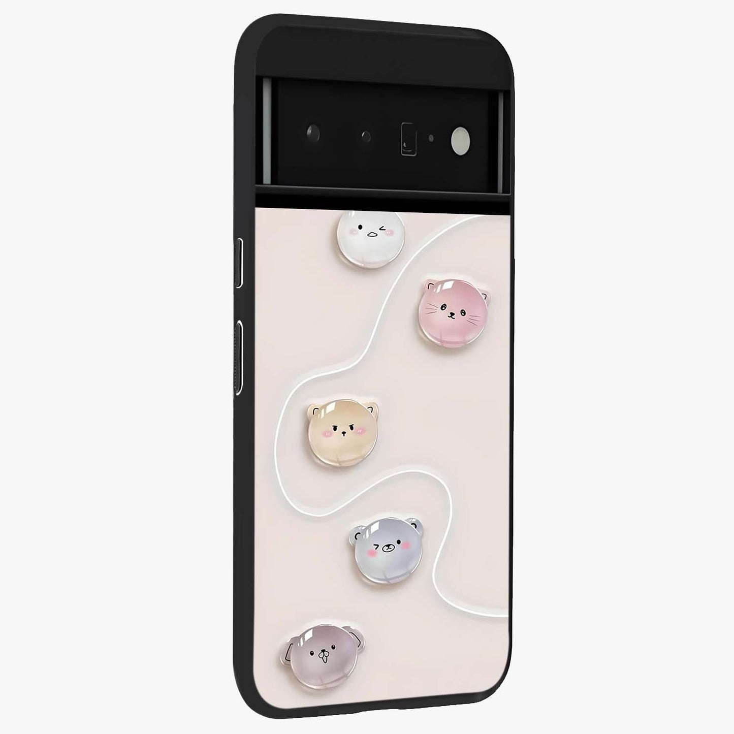 Puffy Face Parade Glass Case upright view showcasing adorable character artwork with cheerful animated theme.
