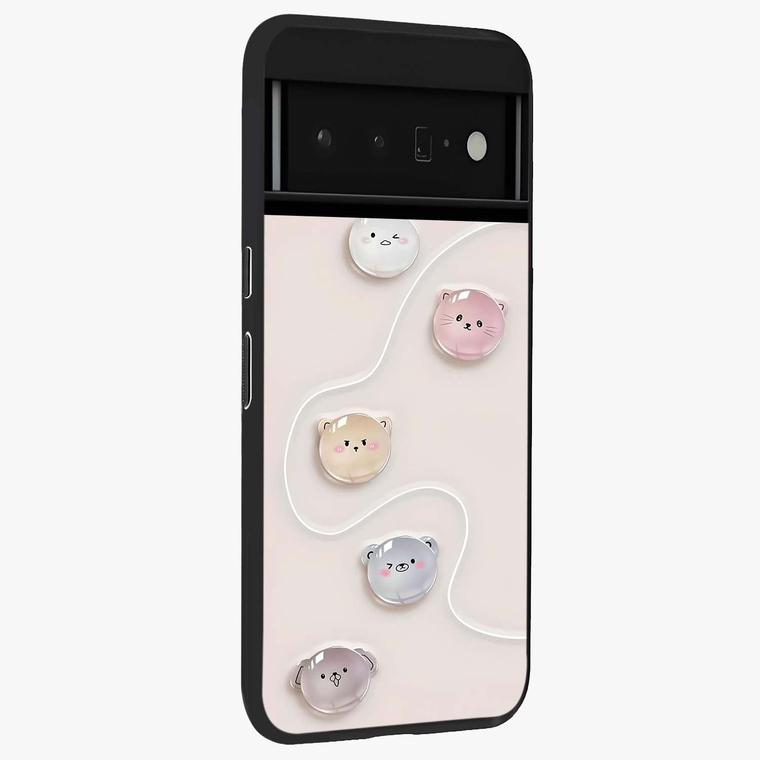 Puffy Face Parade Glass Case upright view showcasing adorable character artwork with cheerful animated theme.