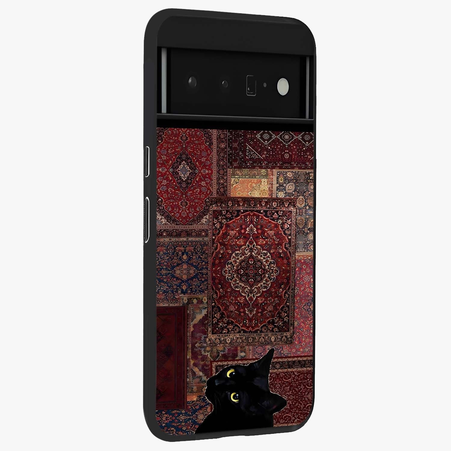 Regal Magic Cat Apple Glass Case upright view showcasing charming cat artwork with playful magical theme.
