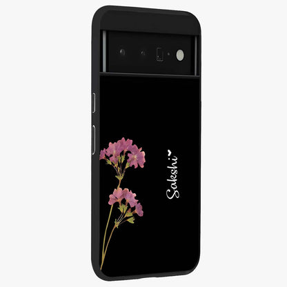 Riching Lavender Flower Custom Name Glass Case upright view showcasing elegant lavender floral artwork with personalized aesthetic.
