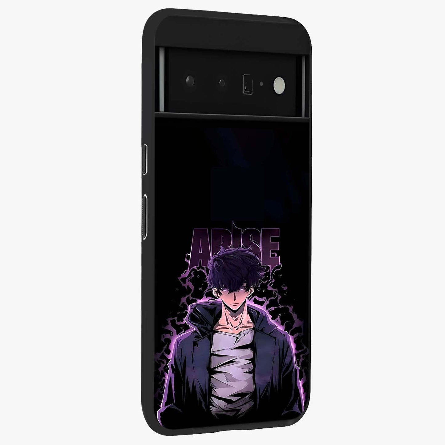 Shadow Monarch Awakening Glass Case upright view showcasing bold monarch artwork with mystical awakening theme.
