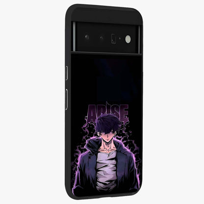Shadow Monarch Awakening Glass Case upright view showcasing bold monarch artwork with mystical awakening theme.