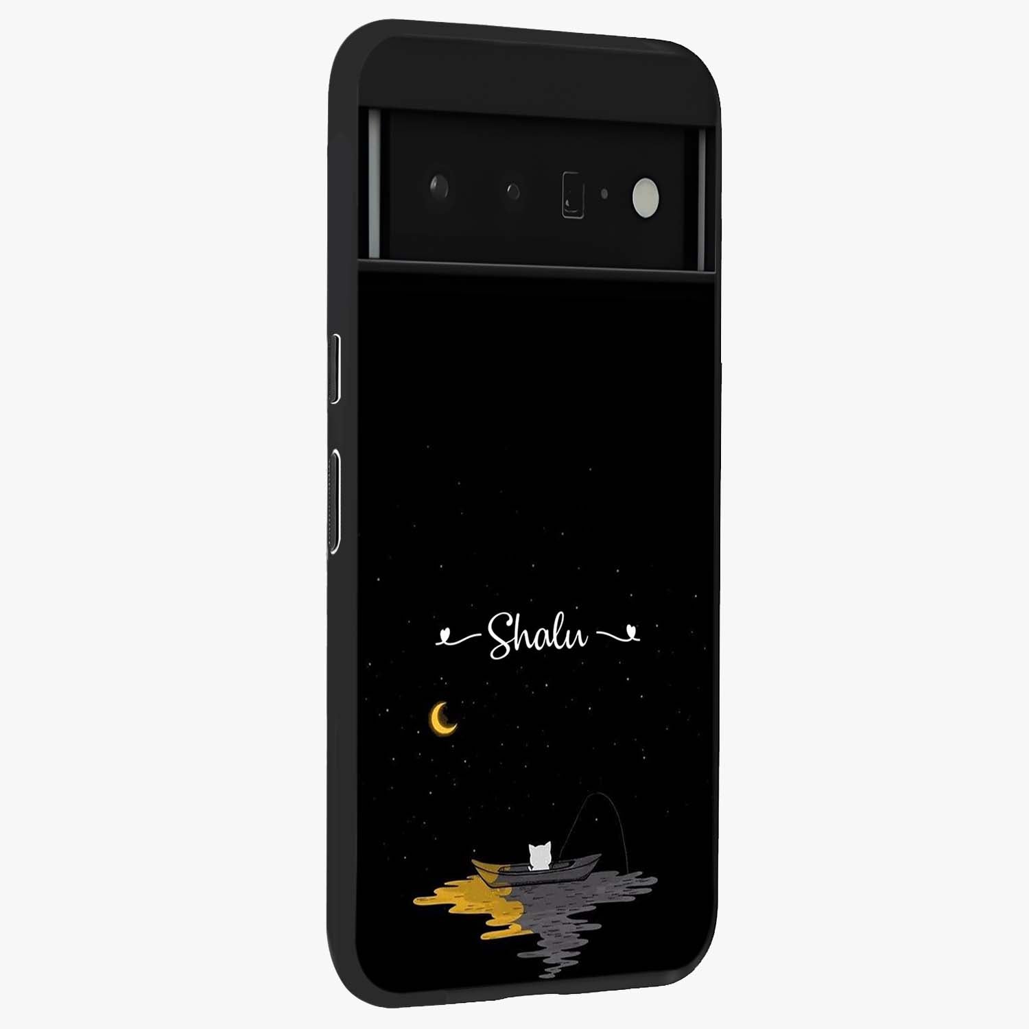 Silent Night Row Glass Case upright view showcasing tranquil night artwork with serene landscape theme.