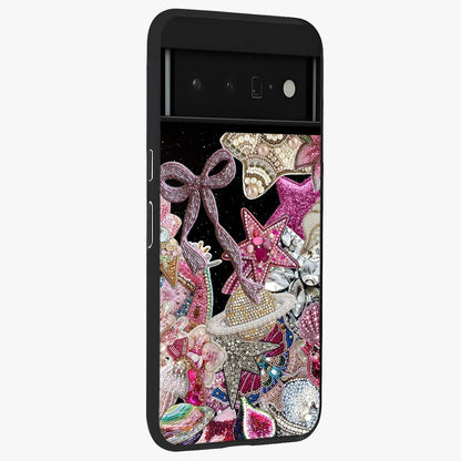 Starlit Jewel Dream Glass Case upright view showcasing radiant star inspired artwork with magical night theme.