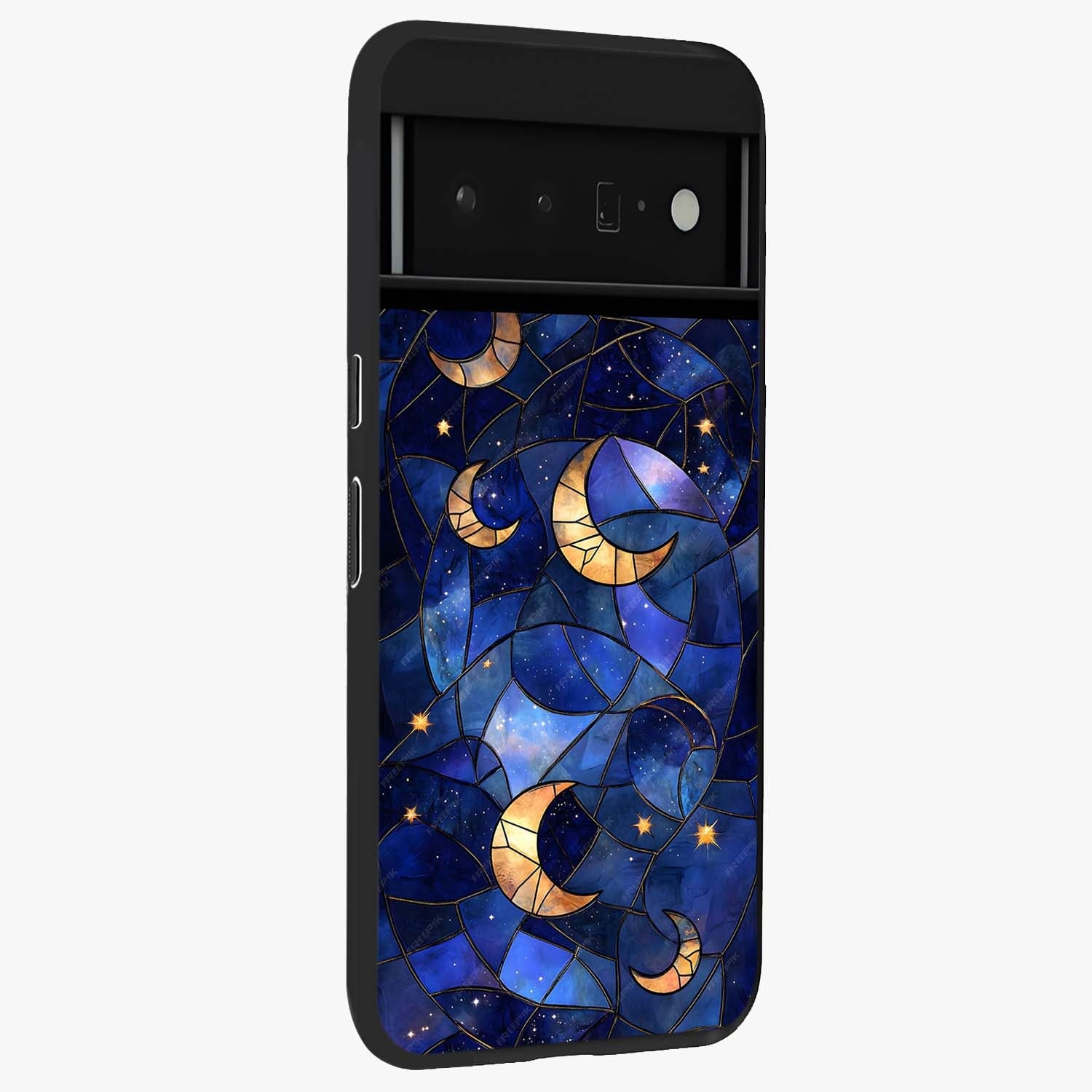 Starlit Sky Tapestry Glass Case upright view showcasing elegant starry sky artwork with cosmic decorative theme.