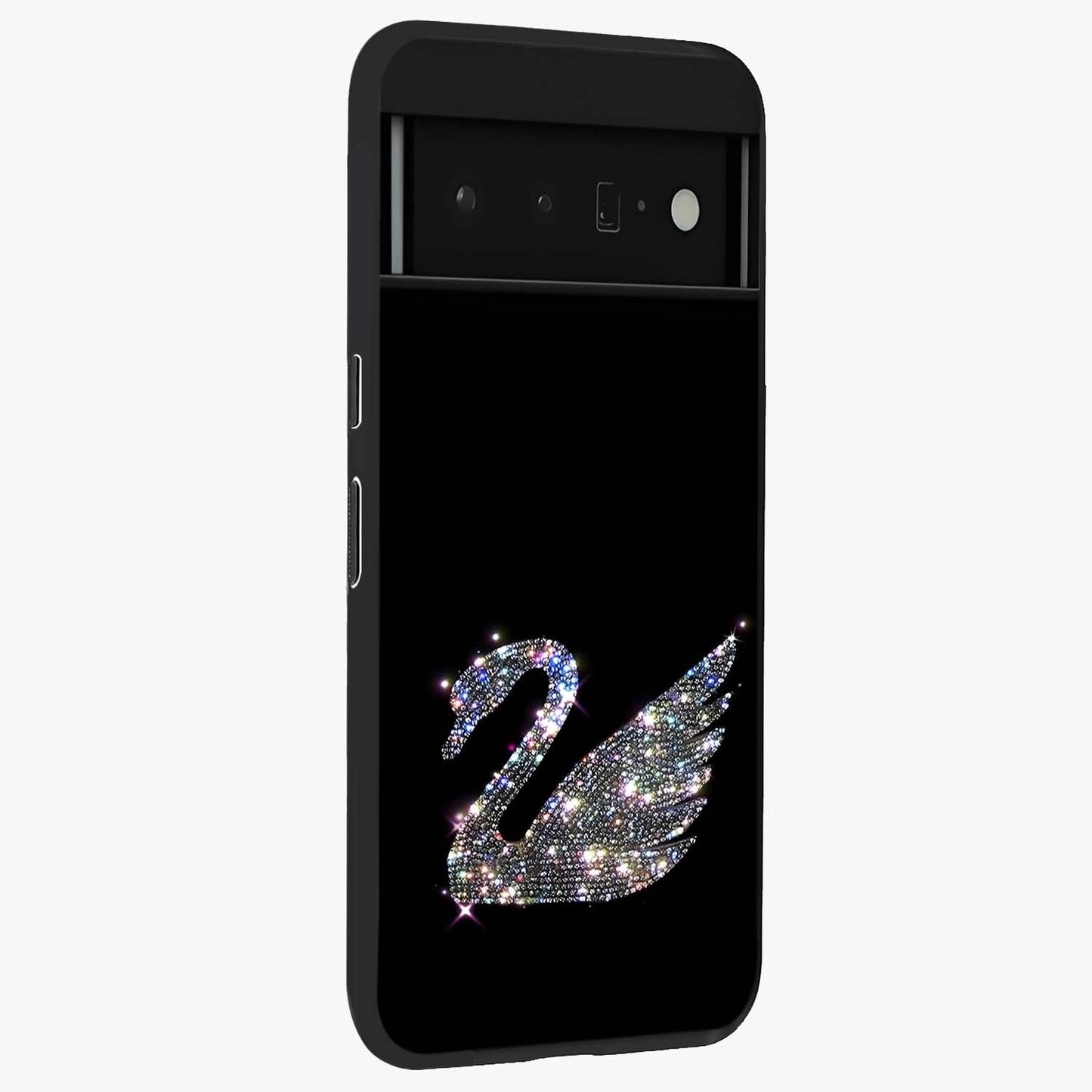 Starlit Swan Grace Glass Case upright view showcasing beautiful swan artwork with peaceful night themed design.
