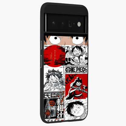 Strawhat Chaos Panels Glass Case upright view showcasing energetic anime artwork with bold adventure theme.