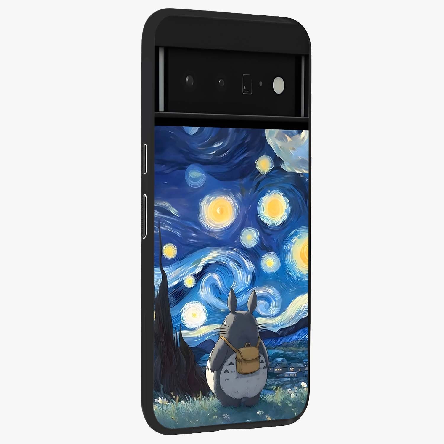 Totoro In Van Gogh Art Glass Case upright view showcasing creative character artwork with painterly artistic theme.