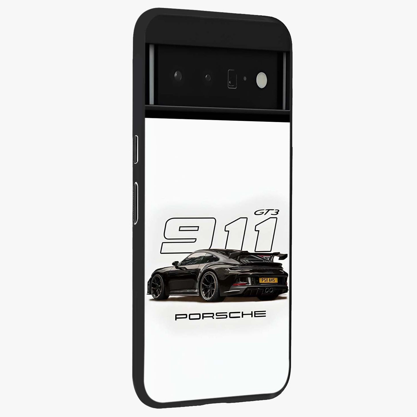 Turbo Legacy Icon Glass Case upright view showcasing bold racing inspired artwork with classic car theme.