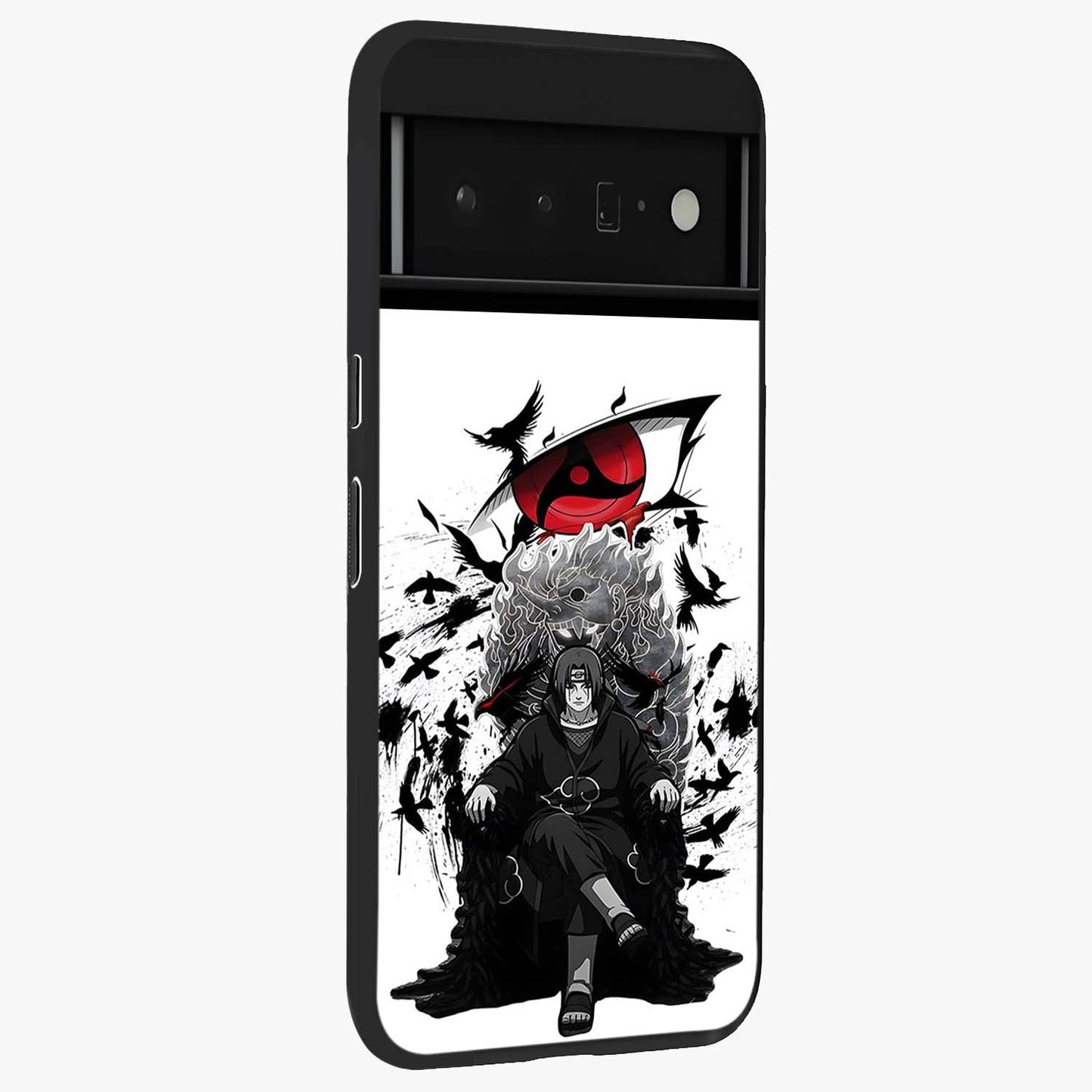 Uchiha Shadow Throne Glass Case upright view showcasing magical underwater galaxy artwork with vibrant cosmic theme.