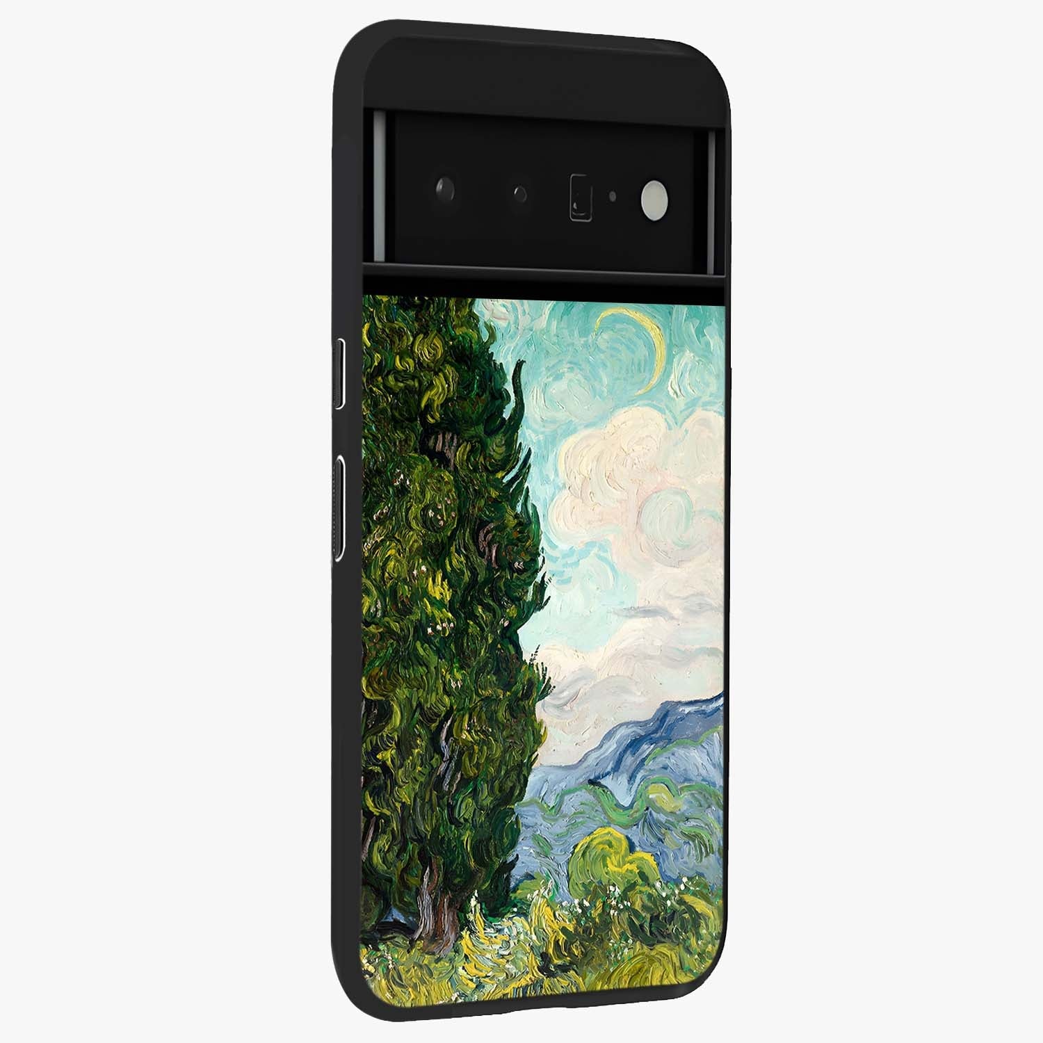 Van Gogh Vintage Art Glass Case upright view showcasing elegant vintage painting artwork with artistic heritage theme.
