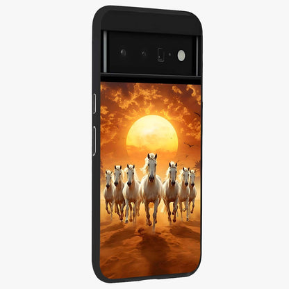 Wild Sunset Majesty Glass Case upright view showcasing dramatic sunset artwork with bold nature theme.
