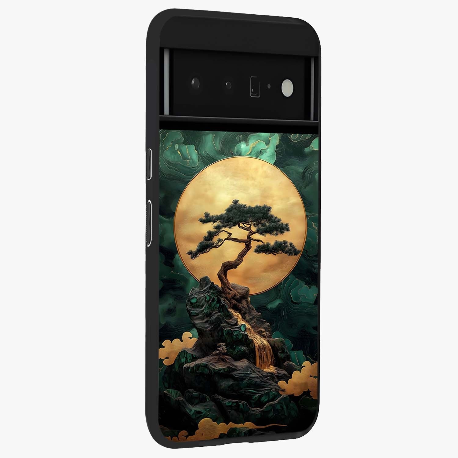 Zen Moon Rise Glass Case upright view showcasing serene moon artwork with tranquil night theme.