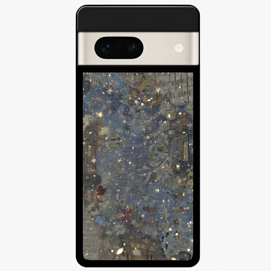 Aesthetic Astrolophia Glass Case showing flat back view with dreamy aesthetic design and glossy glass finish.