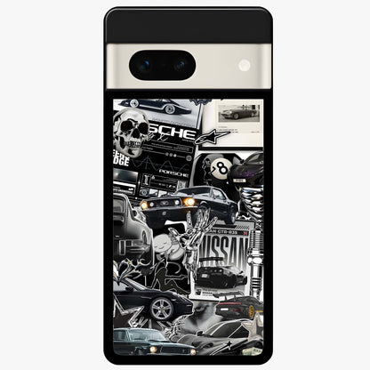 Aesthetic Dark Love Glass Case showing flat back view with dark romantic artwork and glossy glass finish.