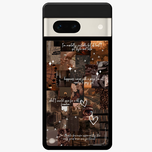 Bittersweet Aesthetic Chaos Glass Case showing flat back view with artistic chaotic aesthetic design and glossy glass finish.