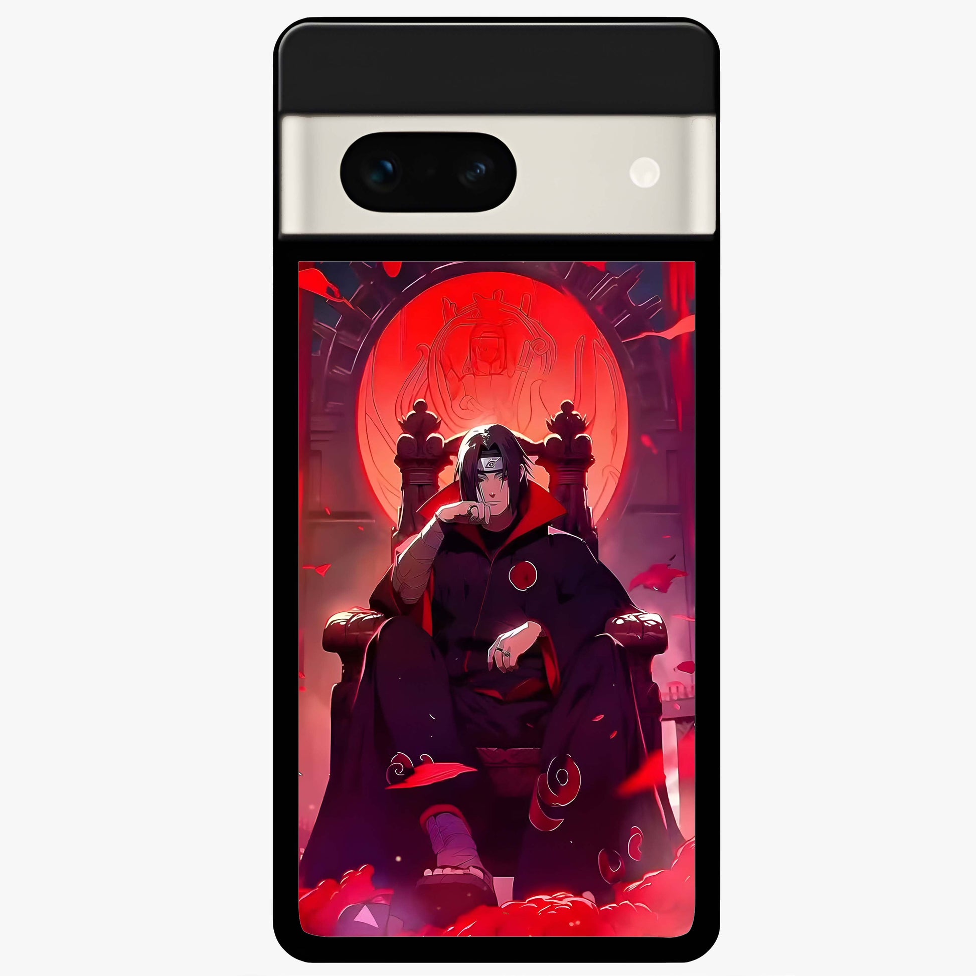 Blood Moon Sovereign Glass Case showing flat back view with mystical blood moon artwork and glossy glass finish.