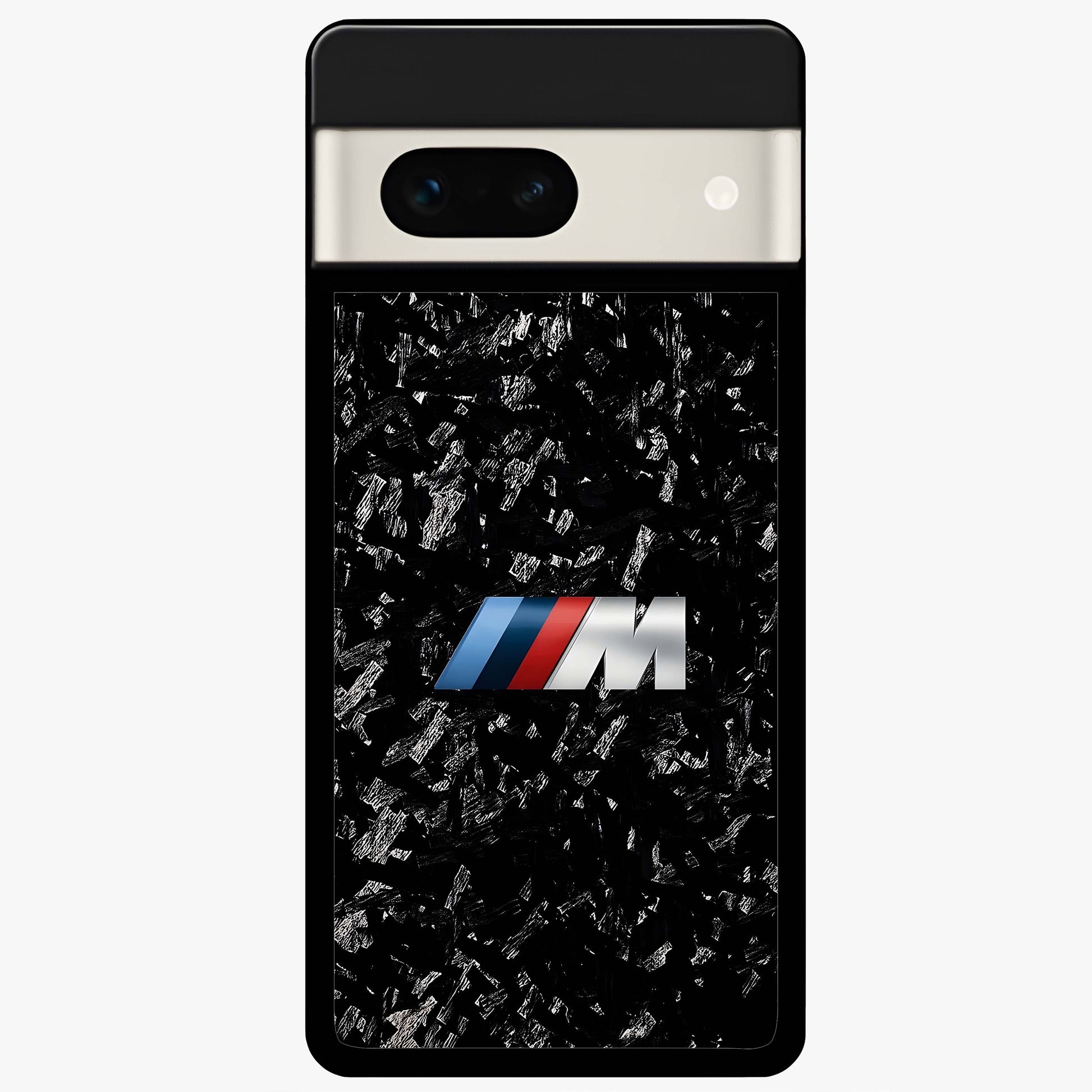 Carbon Speed Mark Glass Case showing flat back view with sporty carbon pattern artwork and glossy glass finish.