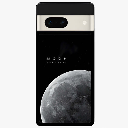 Cosmic Moon Glow Glass Case showing flat back view with glowing moon artwork and glossy glass finish.