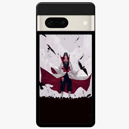 Crimson Crow Ascension Glass Case showing flat back view with mystical crow artwork and glossy glass finish.